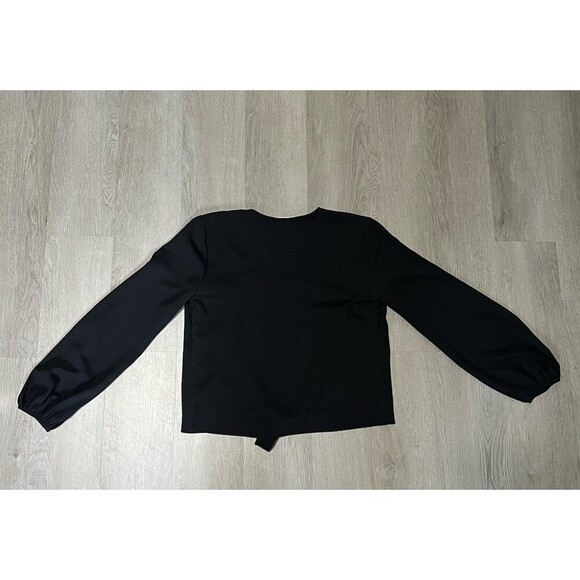 Amanda Uprichard Black Two-Layer Tie-Front Blouse – Size Small - Picture 9 of 10